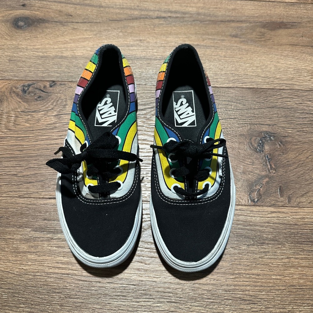 Vans Black Rainbow Wave Authentic Sneakers Mens 4 Womens 5.5